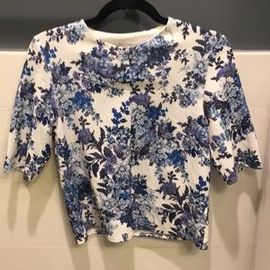Blue Floral Print Top